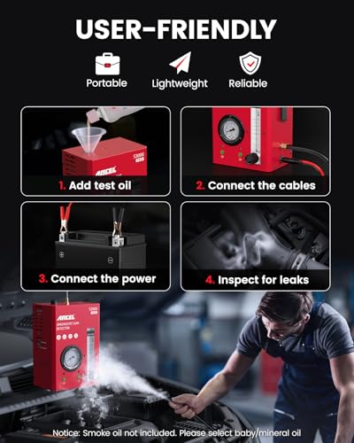 Ancel آلة الدخان ANCEL S3000 PRO للسيارات مع مضخة هواء مدمجة ومقياس ضغط. أدوات احترافية للكشف عن تسربات المركبات لاختبار التسربات في الفراغ، الوقود، EVAP وأنظمة السيارات الأخرى. - Image 4