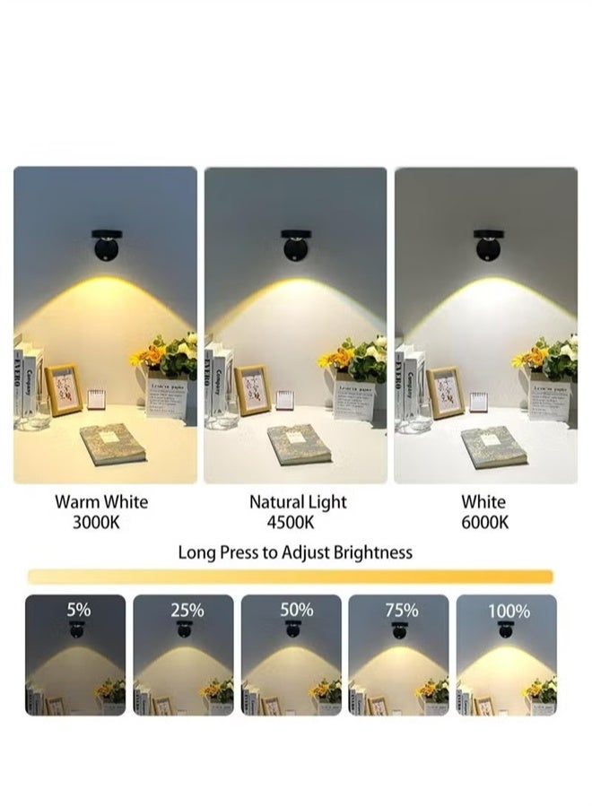 HOMESTAR Wall Lights, Rechargeable Motion Sensor Picture Light with 3 Sensing Modes, Led 360° Rotation Lamp Wall Sconces for Picture, Art Display, Bedrooms Bedside, Hallways, Black - Image 2