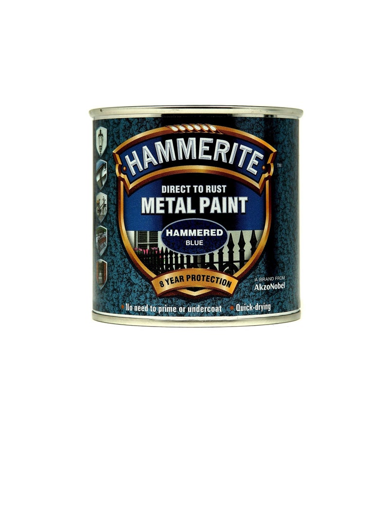هامريت Hammerite 5092936 طلاء معدني مباشر إلى الصدأ - لمسة نهائية زرقاء مطروقة 250 مل - Image 2