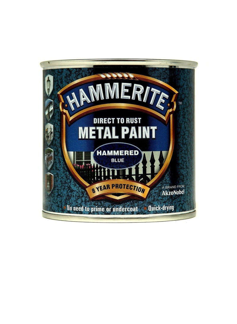 هامريت Hammerite 5092936 طلاء معدني مباشر إلى الصدأ - لمسة نهائية زرقاء مطروقة 250 مل - Image 1