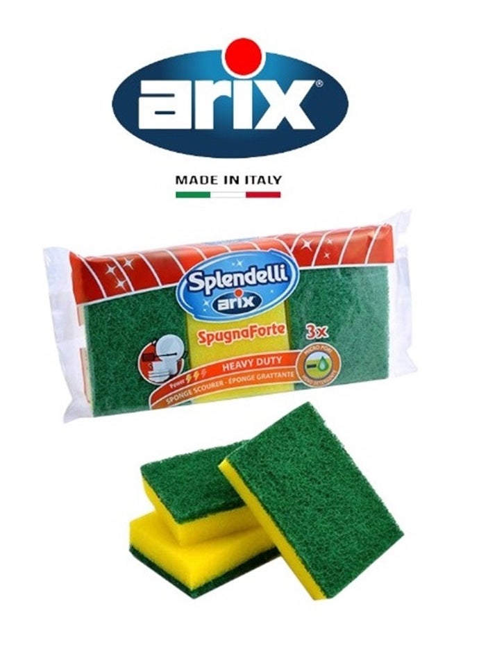 arix - Arix Sponge Scourer Large 3PCS 1271 – Heavy-Duty, Odorless, Residue-Free Stain Removal with Microporous Design - Image 1