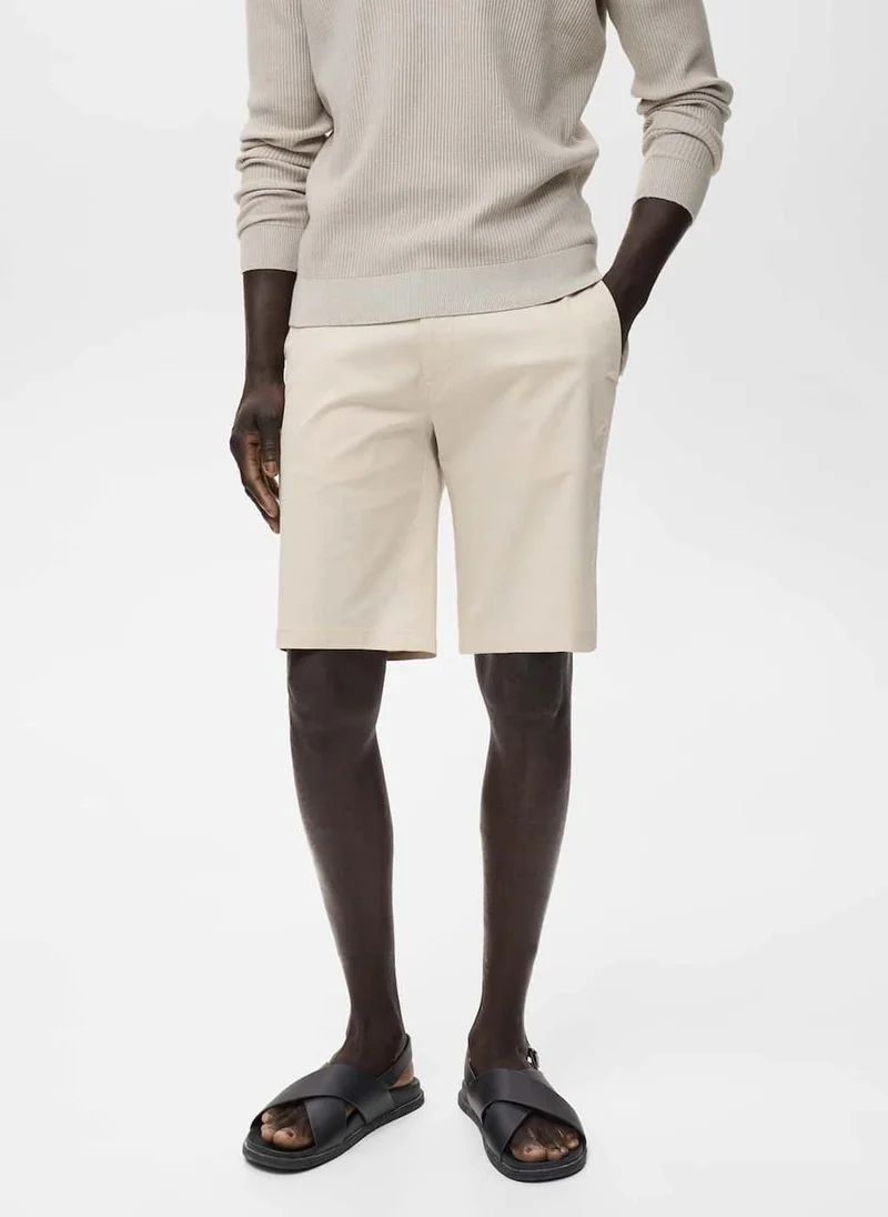 Mango Man Straight Cotton Bermuda Shorts