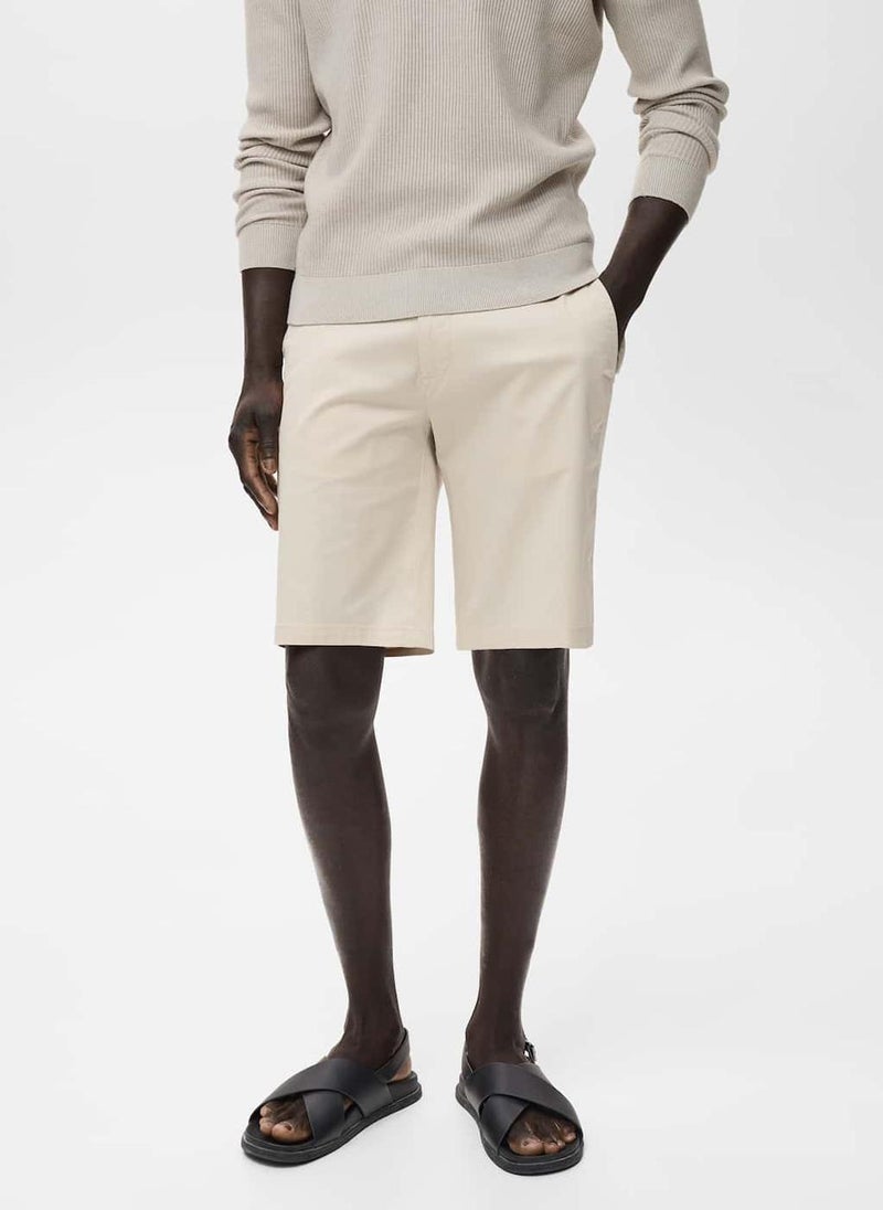 Mango Man Straight Cotton Bermuda Shorts  - Image 1