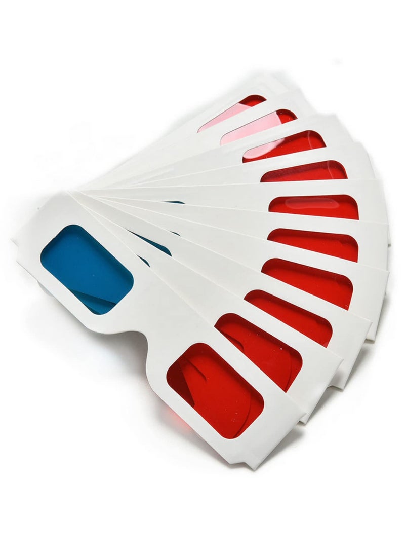 10pcs Universal Paper Anaglyph 3D Glasses Red  Blue for 3D Movies TV  Educational Use 250g Cardboard with PET Durable Reusable 14.3x3.7cm for children aged 7-14  - Image 2