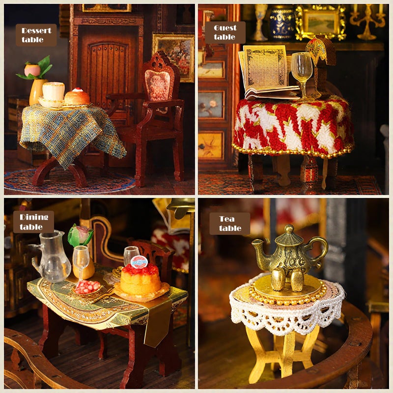 CUTEROOM DIY Miniature House Kit, Wooden Dollhouse Kit with LED Magic Tiny House Kits for Adult Best Birthday (Edinburgh Castle) - Image 4