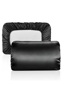 Silky Satin Pillowcase Hair Skin Care Travel Friendly Satin Pillow Case Cover Cooling Elastic Band Standard Queen Size Pillow Cover Black