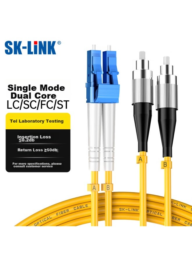 Sk-link Fiber Optic Patch Cable, Lc-fc Telecom-grade Single-mode Dual-core Fc-lc Gigabit/10gbps Upc Fiber Optic Cable, Data Center Pigtail, Low Zero Halogen, Sk-txsm 2 Meters - Image 1