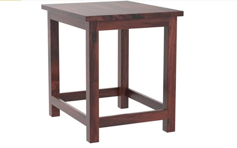 Umark Wooden Sitting Stool 18 Inch for Home | Square Sheesham Wood Table for Bedroom, Outdoor, Office & Multipurpose Use in Natural Finish - Brown - Image 1