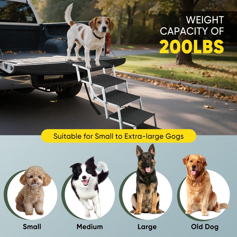 Sakerplus Dog Ramps for Car, 17.7inch Wide Foldable Dog Stairs with Non Slip Surface, Portable Pet Steps for SUV, High Beds, Truck, Support Up to 200lb, 5 Steps - Image 5