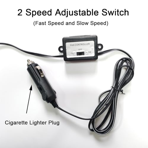 CYDZSW 12v Clip Fan for Car,10 inch Portable 90° Rotation Oscillating 12 Volt DC Desk Fan,2 Speed Car Fans that Blow Cold Air,360° Adjustment Clip on Fans for RV,Truck,SUV and Vehicles(Black) - Image 4