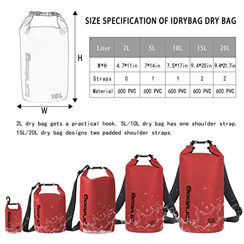 IDRYBAG Dry Bag for Kayaking Waterproof 2L/5L/10L/15L/20L, Small Dry Sack Waterproof Bag for Boating - Image 4