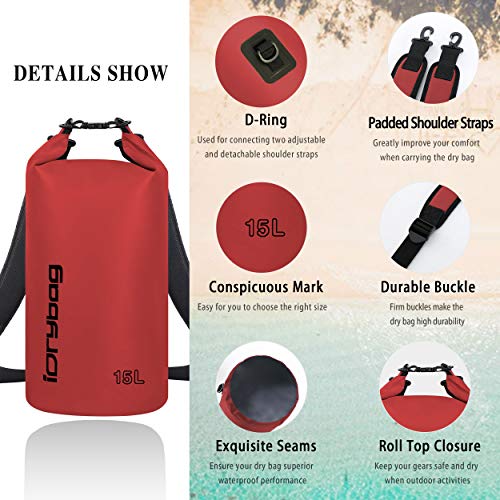 IDRYBAG Dry Bag for Kayaking Waterproof 2L/5L/10L/15L/20L, Small Dry Sack Waterproof Bag for Boating - Image 2