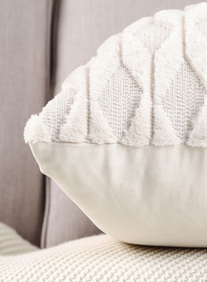 Madizz Set of 2 Soft Plush Short Wool Velvet Decorative Cushion Covers Luxury Style Throw Pillow Cases Pillow Shell for Sofa Bedroom Square Beige 18x18 inch, 45x45 cm - Image 4