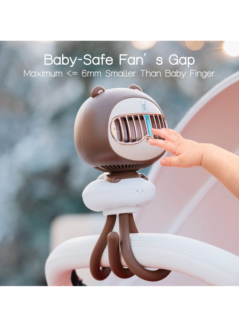 Generic - Portable Bladeless Stroller Fan for Baby, 4 Speed Clip-On Cooling Fan with Auto Oscillation, 4000mAh Rechargeable Battery and Flexible Tripod for Crib/Car Seat - Image 1