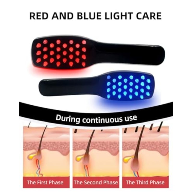 Red Light Scalp Massager, Red and Blue Light Hair Brush, Electric Scalp Comb Devices for Hair Massager Scalp, Portable Electric Scalp Massager Brush for Women and Men - Image 5