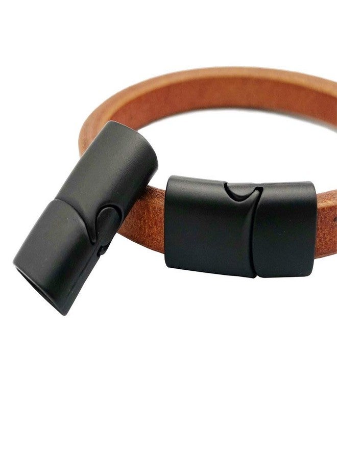 shapesbyX Pack 10 Magnetic Clasps and Closure for Bracelet Making Leather Cord End Hole (Matte Black, 12mmx6mm) - Image 1