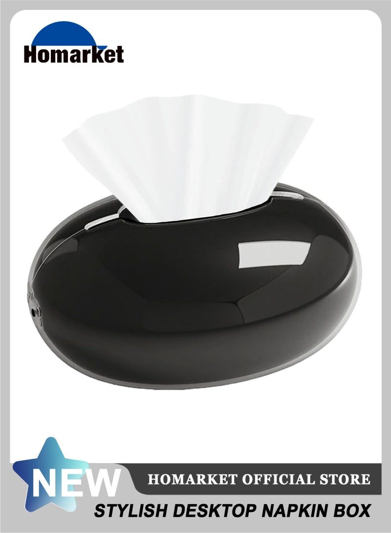 HomarKet Tissue Box Holder High-end Creative Tissue Box, Stylish Desktop Napkin Box Suitable for Placement on The Coffee Table in The Living Room, Table Decoration, Enhance Home Style, Black. - Image 1