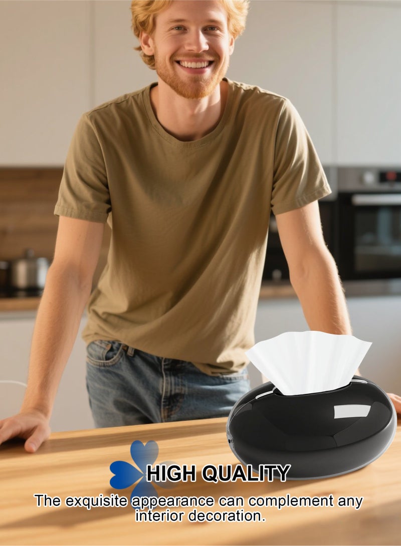 HomarKet Tissue Box Holder High-end Creative Tissue Box, Stylish Desktop Napkin Box Suitable for Placement on The Coffee Table in The Living Room, Table Decoration, Enhance Home Style, Black. - Image 4