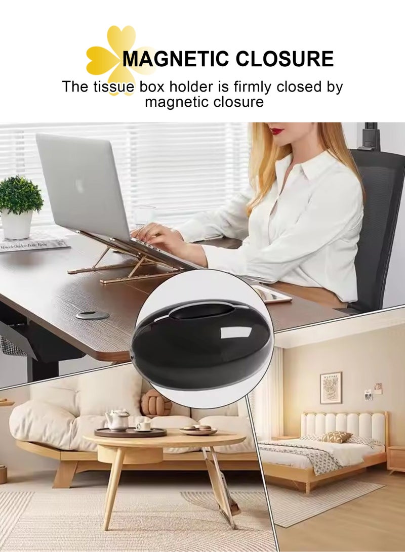 HomarKet Tissue Box Holder High-end Creative Tissue Box, Stylish Desktop Napkin Box Suitable for Placement on The Coffee Table in The Living Room, Table Decoration, Enhance Home Style, Black. - Image 5