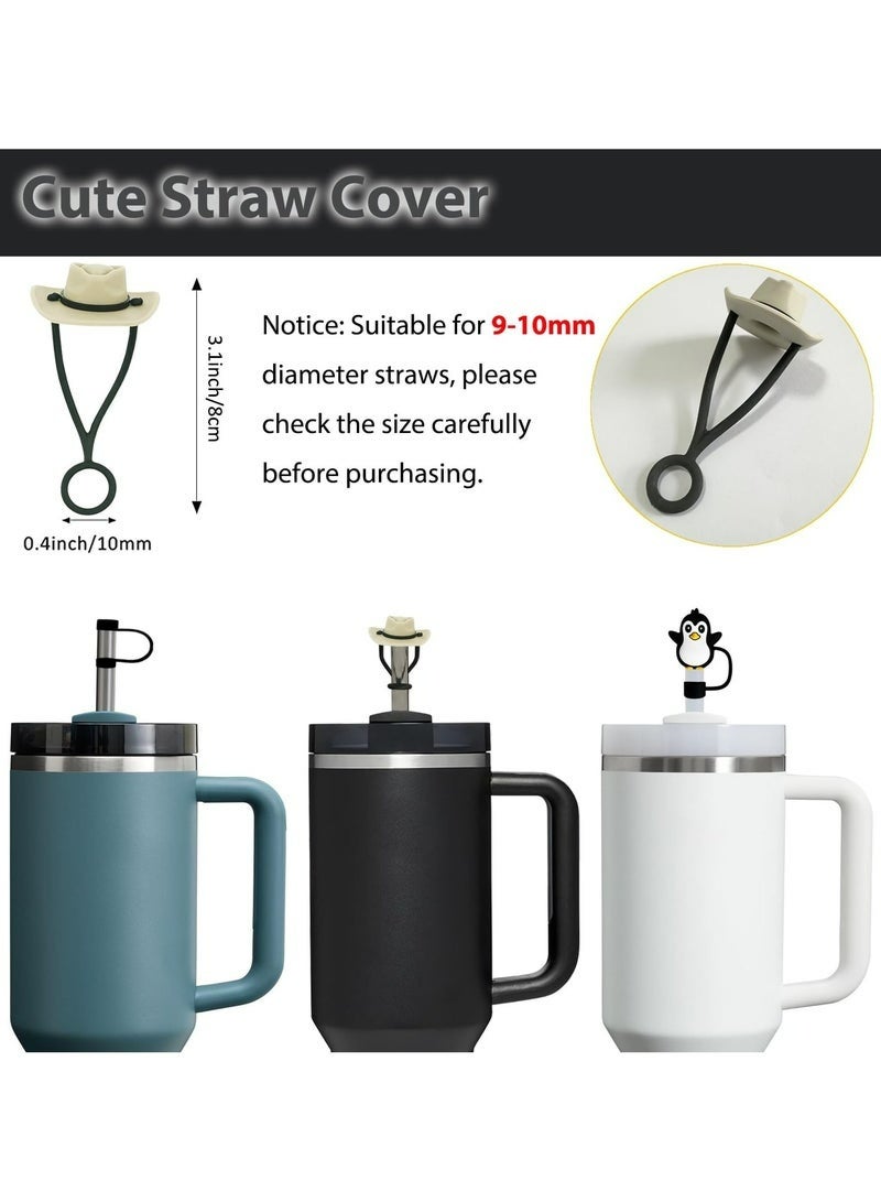9PCS Stanley Cup Accessories Set Black 6 Pcs Silicone Spill Proof Stopper 2 Pcs Straw Cover Cap 1 Pcs Silicone Boot For 9-10 mm Straws Stanley 40oz and 30oz Tumbler Black - Image 5