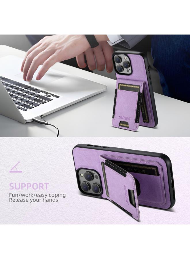 Suteni Case For iPhone 16 Pro Max H03 Litchi Leather Card Bag Stand Back Phone Case - Image 2