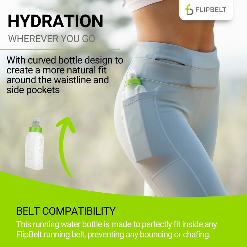 FlipBelt حزام مياه الجري FlipBelt Arc، زجاجة مياه منحنية، 6 أونصات سائلة، أخضر - Image 3