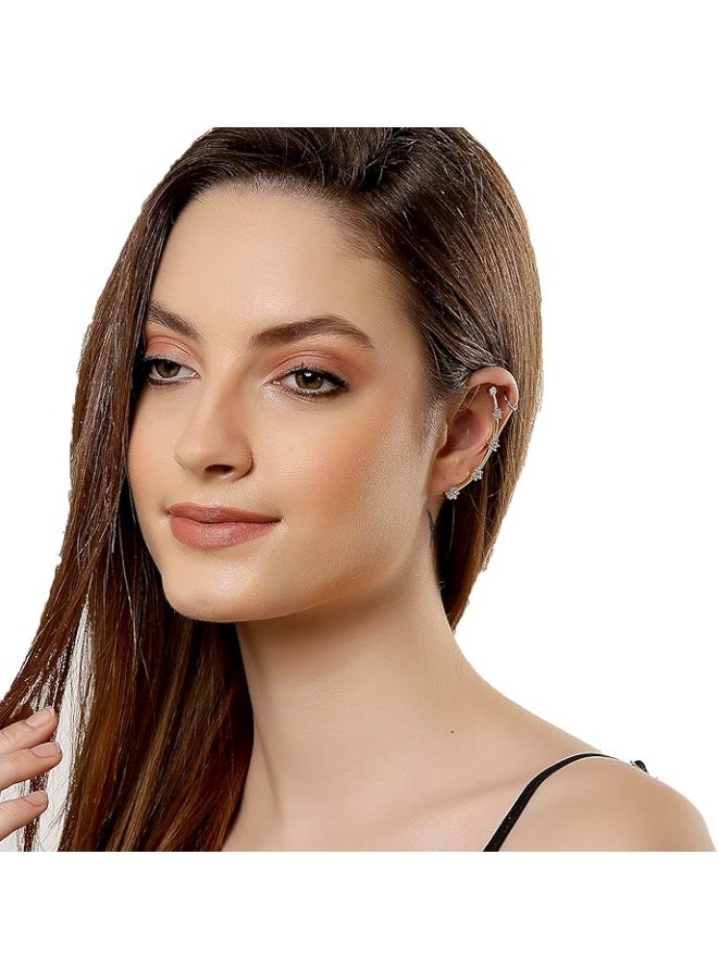 ZENEME Store Precious American Diamond Gold Plated Earcuff Jewellery For Women and Girls - Combo of 3 - Image 4
