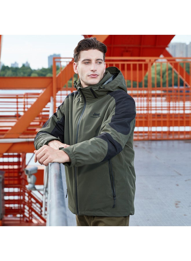 Jeep Autumn/winter Men's 3-in-1 Outdoor Sports Hooded Jacket With Fleece Lining (two-piece Set) - Image 5
