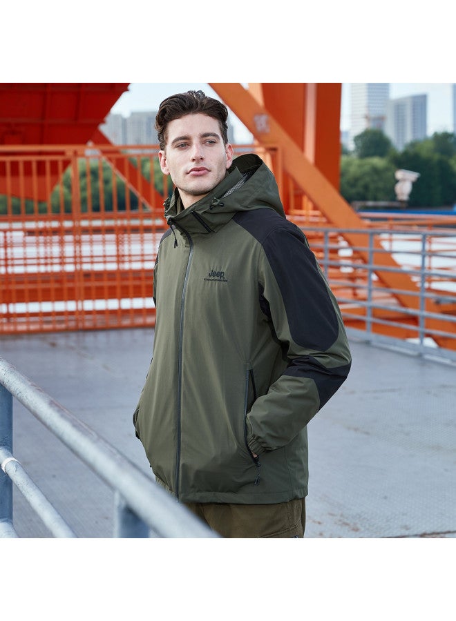 Jeep Autumn/winter Men's 3-in-1 Outdoor Sports Hooded Jacket With Fleece Lining (two-piece Set) - Image 3