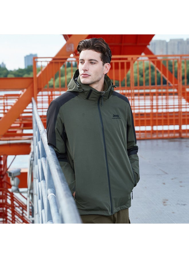 Jeep Autumn/winter Men's 3-in-1 Outdoor Sports Hooded Jacket With Fleece Lining (two-piece Set) - Image 4