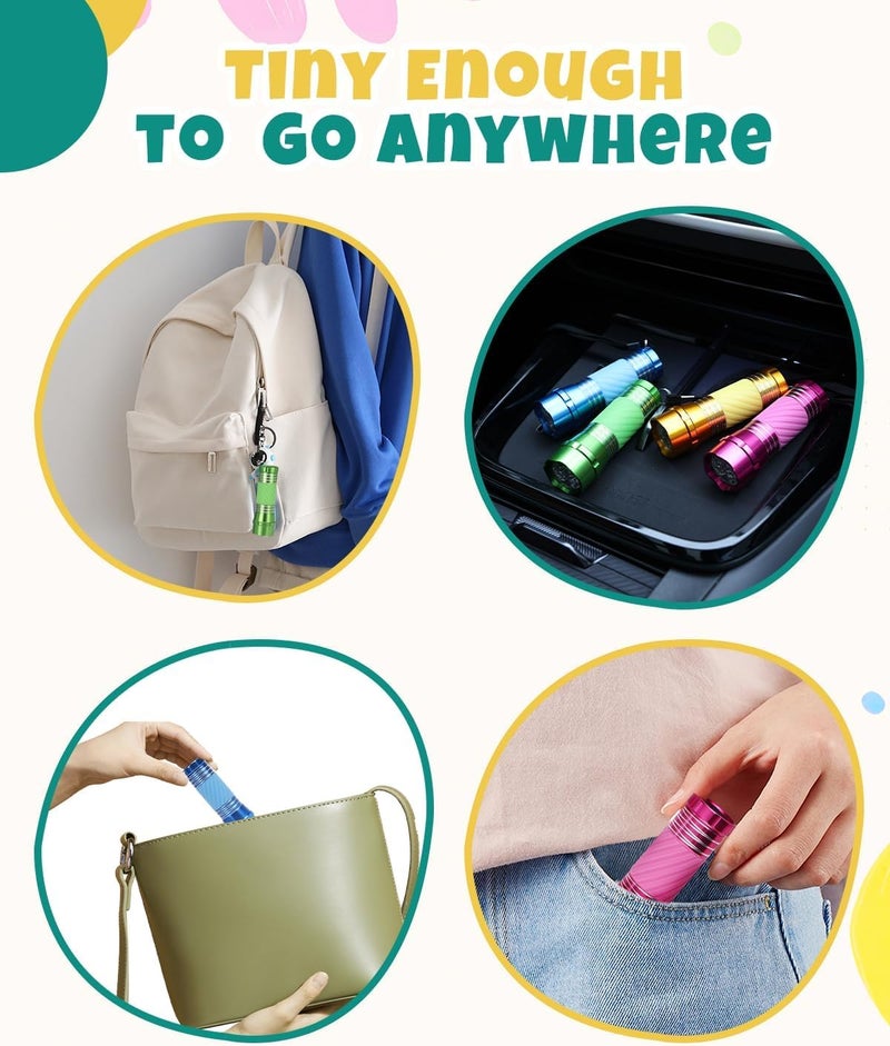 EverBrite 4-Pack Mini LED Aluminum Flashlight Party Favors Colors Assorted for Hurricane Supplies with Handle Glow in Dark - Image 5