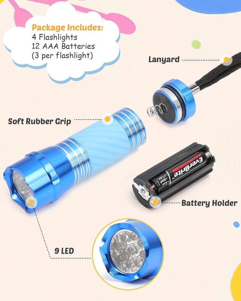 EverBrite 4-Pack Mini LED Aluminum Flashlight Party Favors Colors Assorted for Hurricane Supplies with Handle Glow in Dark - Image 2