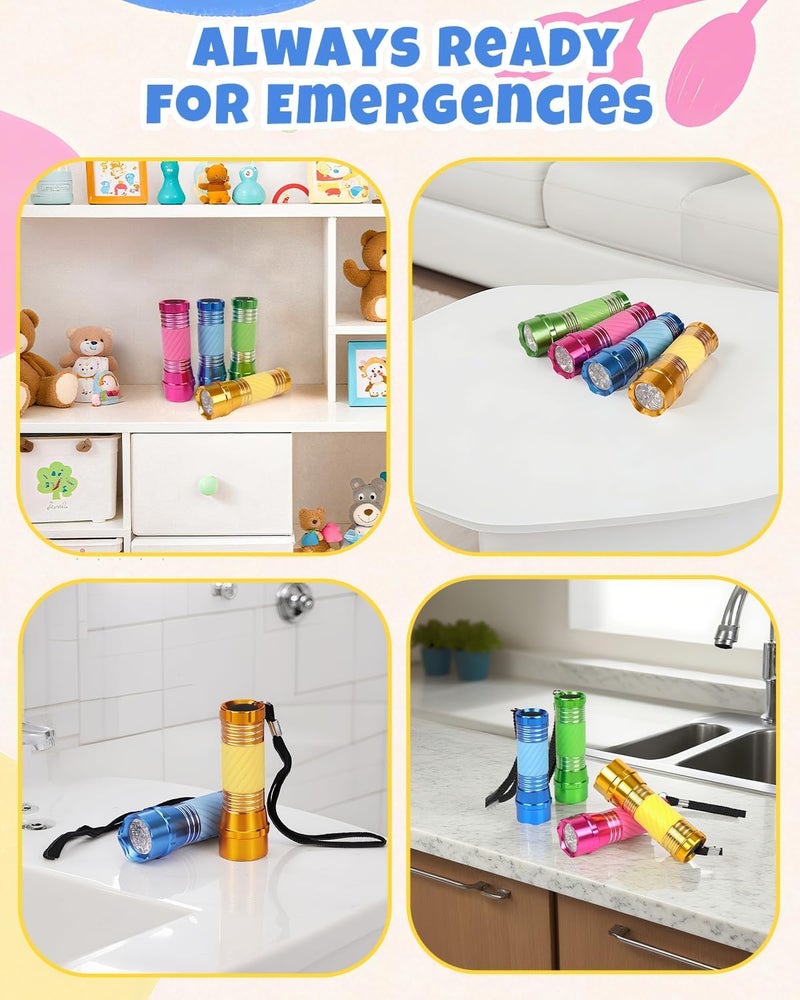 EverBrite 4-Pack Mini LED Aluminum Flashlight Party Favors Colors Assorted for Hurricane Supplies with Handle Glow in Dark - Image 4