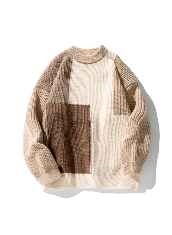 NIBEMINENT Autumn Winter  Sweaters Men's  Korea Fashion Color Block Patchwork Knitted Casual Pullovers Street Couple Clothing - Image 1