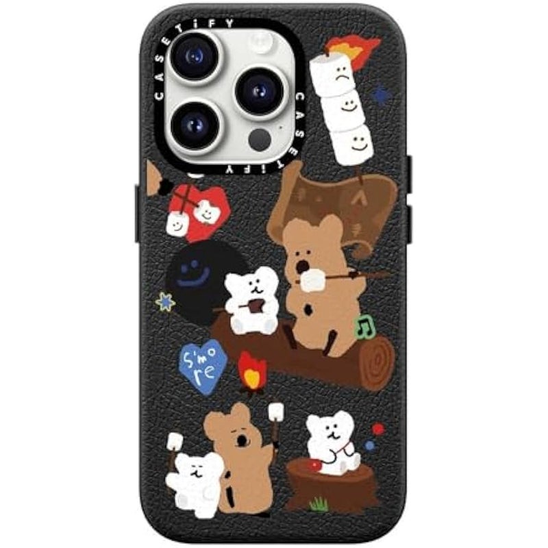 Casetify Pebbled iPhone 15 Pro Case 【Textured / 4.9ft Drop Protection/Compatible with Magsafe】 - Cute Prints - S'More ! - Jet Black - Image 3