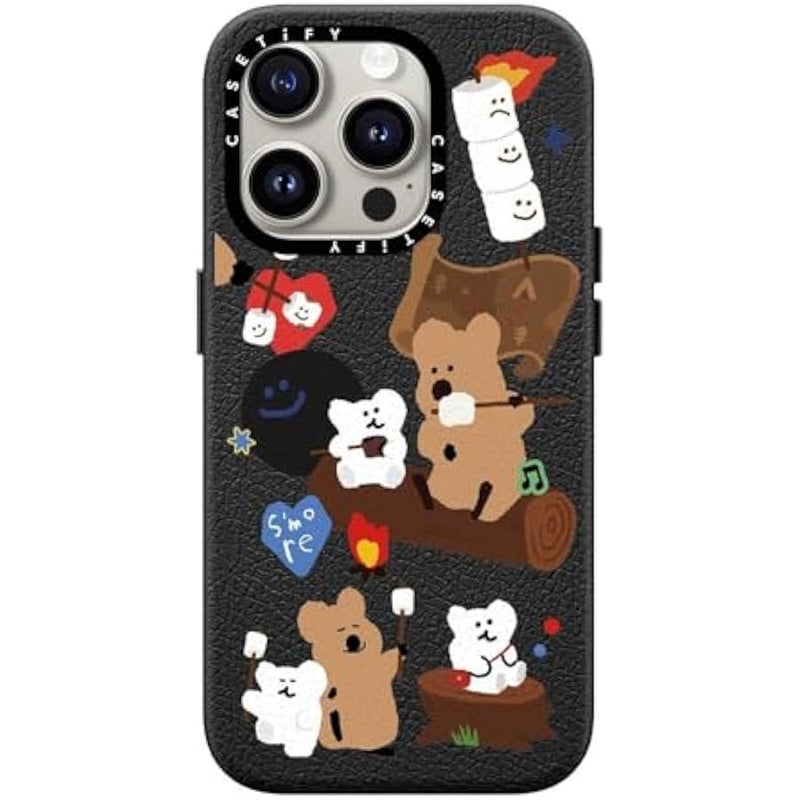 Casetify Pebbled iPhone 15 Pro Case 【Textured / 4.9ft Drop Protection/Compatible with Magsafe】 - Cute Prints - S'More ! - Jet Black - Image 1