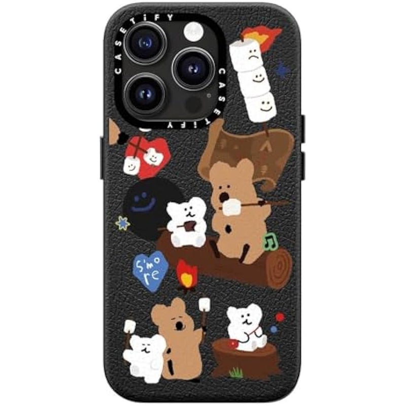 Casetify Pebbled iPhone 15 Pro Case 【Textured / 4.9ft Drop Protection/Compatible with Magsafe】 - Cute Prints - S'More ! - Jet Black - Image 4