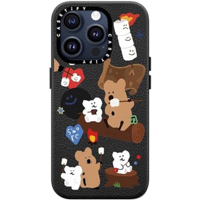 Casetify Pebbled iPhone 15 Pro Case 【Textured / 4.9ft Drop Protection/Compatible with Magsafe】 - Cute Prints - S'More ! - Jet Black - Image 2