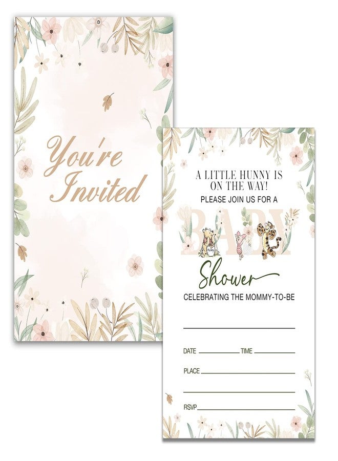 Dolimifa Classic Winnie the Pooh Baby Shower Invitations Fill in Style Floral Winnie the Pooh Gender Neutral Baby Shower Invites, 20 count With Envelopes - Image 3
