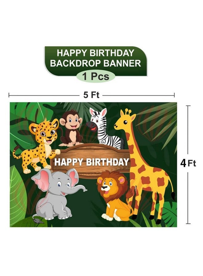 HK balloons Pack Of 98 Pcs Jungle Theme Birthday Party Decorations For Boys Forest Theme Animal Face Foil, Chrome Balloons For Theme Birthday Party Decorations With Forest Theme Backdrop Banner - Image 3