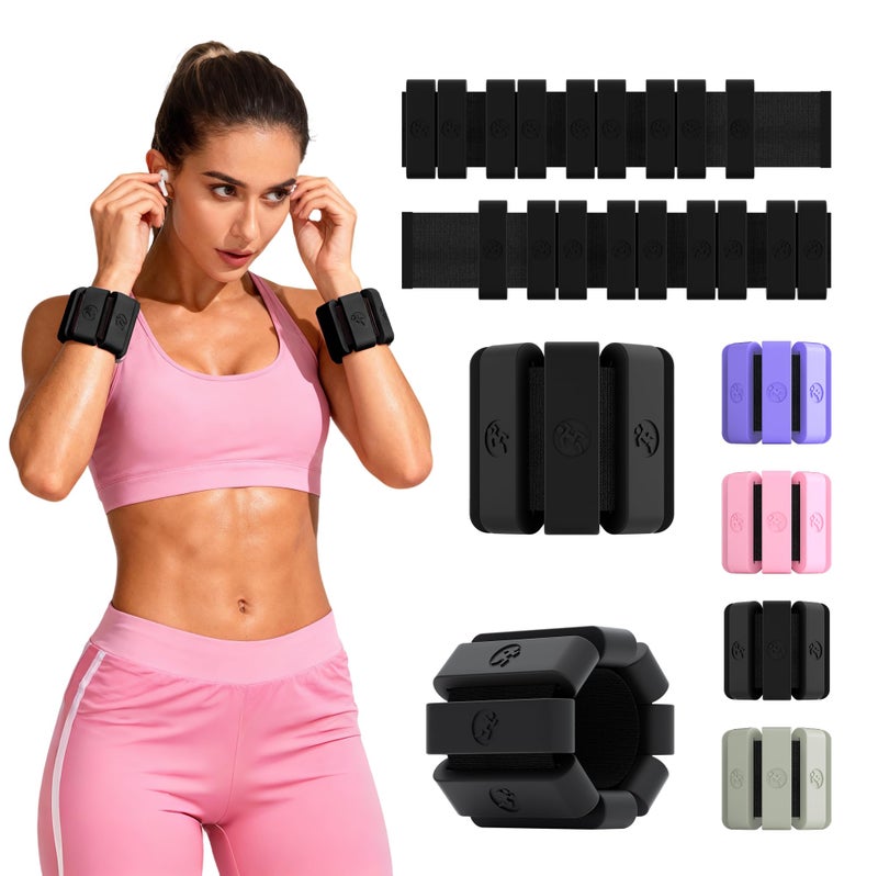 Sonkoloro Adjustable Wrist Weights for Women Men, Leg Weights for Women 0.75lb-1lb Each for Walking, Yoga, Dance, Barre, Gym (Black, 2.2 lb (2pcs)) - Image 1