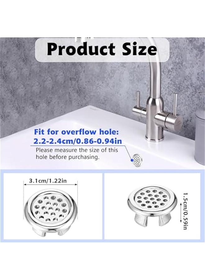 8 PCS Sink Overflow Trim Ring, Electroplating Sink Overflow Drain Cover Bathroom Round Basin Cover Vanity Sink Overflow Cap Small Sink Insert for Kitchen  - Image 3