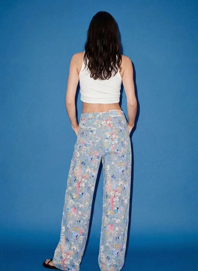 Desigual Blue Wide leg jeans for Women | Best Price UAE