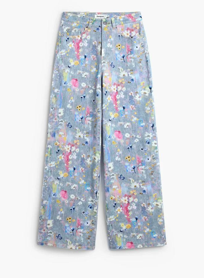 Desigual Blue Wide leg jeans for Women | Best Price UAE