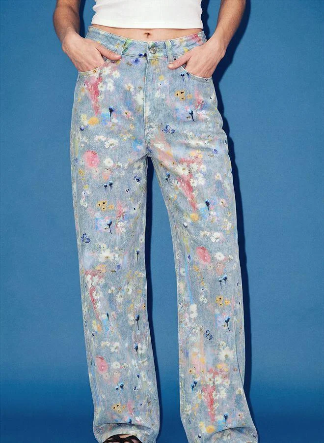 Desigual Blue Wide leg jeans for Women | Best Price UAE
