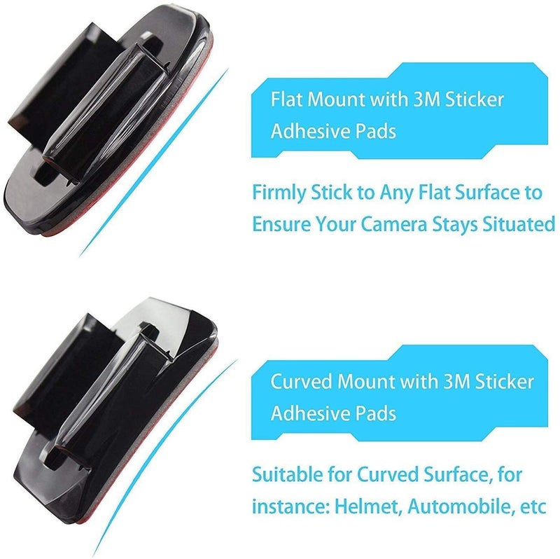 Quikprof Helmet Front Mount Kit with Curved j Hook Bracket for Action Camera/SJCAM/Xiaomi Yi (with 3M Adhesive) - Image 2