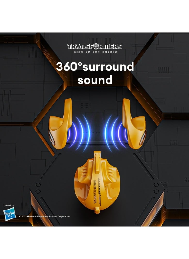 Transformers TF-T07 TWS Wireless Headphones Bluetooth 5.4 Yellow Game Sports