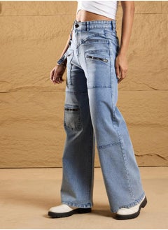 SASSAFRAS High Rise Front Zipper Pocket Straight Fit Jeans by Styli  - Image 3