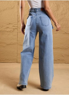 SASSAFRAS High Rise Front Zipper Pocket Straight Fit Jeans by Styli  - Image 5