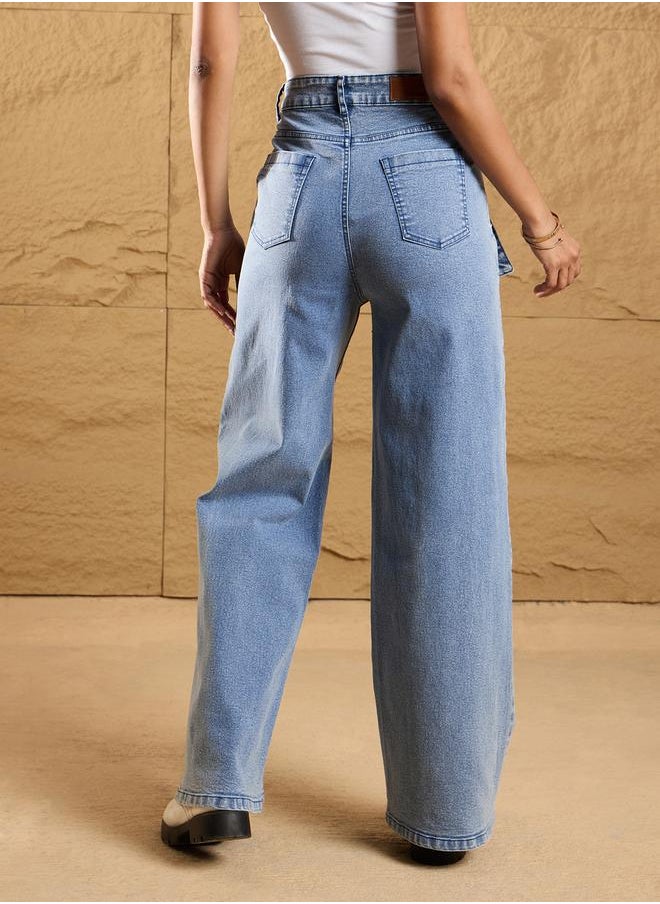 SASSAFRAS High Rise Front Zipper Pocket Straight Fit Jeans by Styli  - Image 5